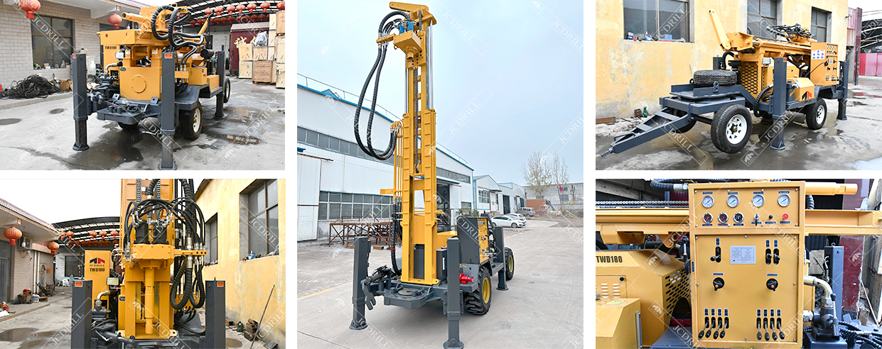 Trailer Hydraulic Borehole Water Well Drilling Rig Machine