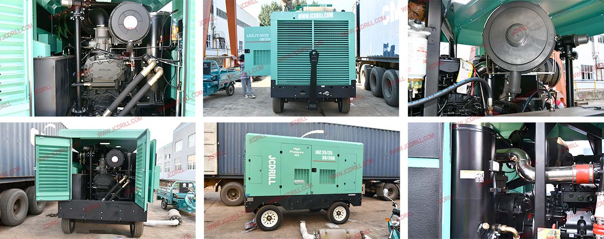 JCDRILL Heavy Duty Drilling And Mining large Industry Diesel Engine Portable Screw Air Compressor