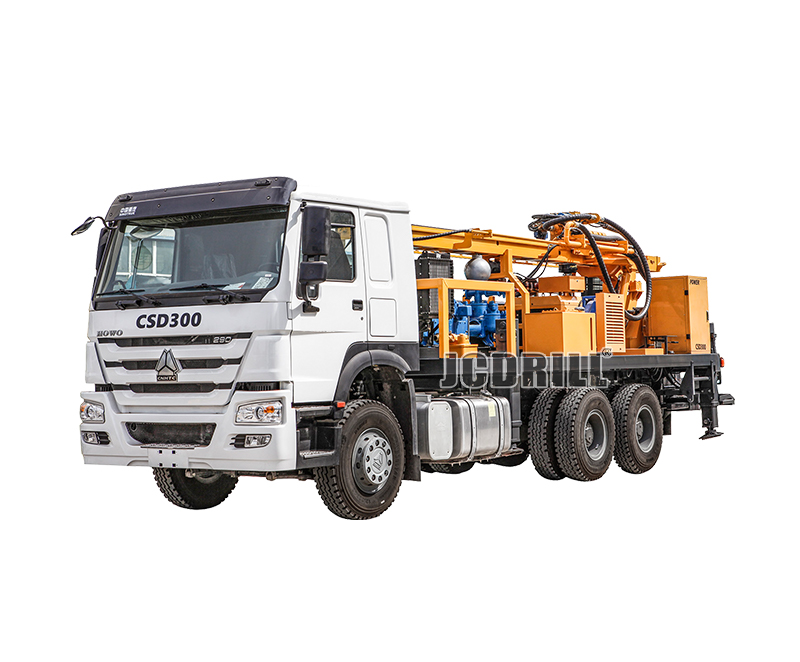 Hydraulic Rotary Truck Mounted Borehole Drilling Rig with Air Compressor for 300m