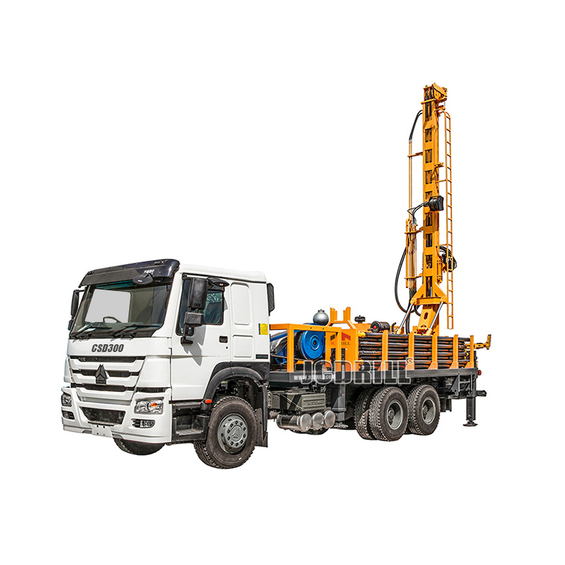 Hydraulic Rotary Truck Mounted Borehole Drilling Rig with Air Compressor for 300m